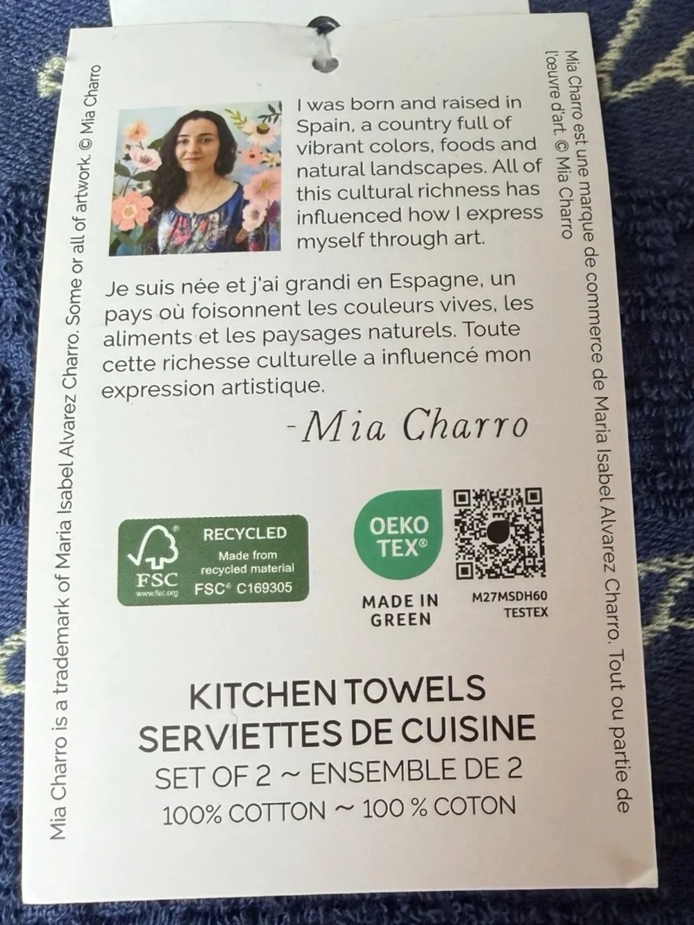 Festive Script Kitchen Towel in Navy - Holiday Waffle Weave
